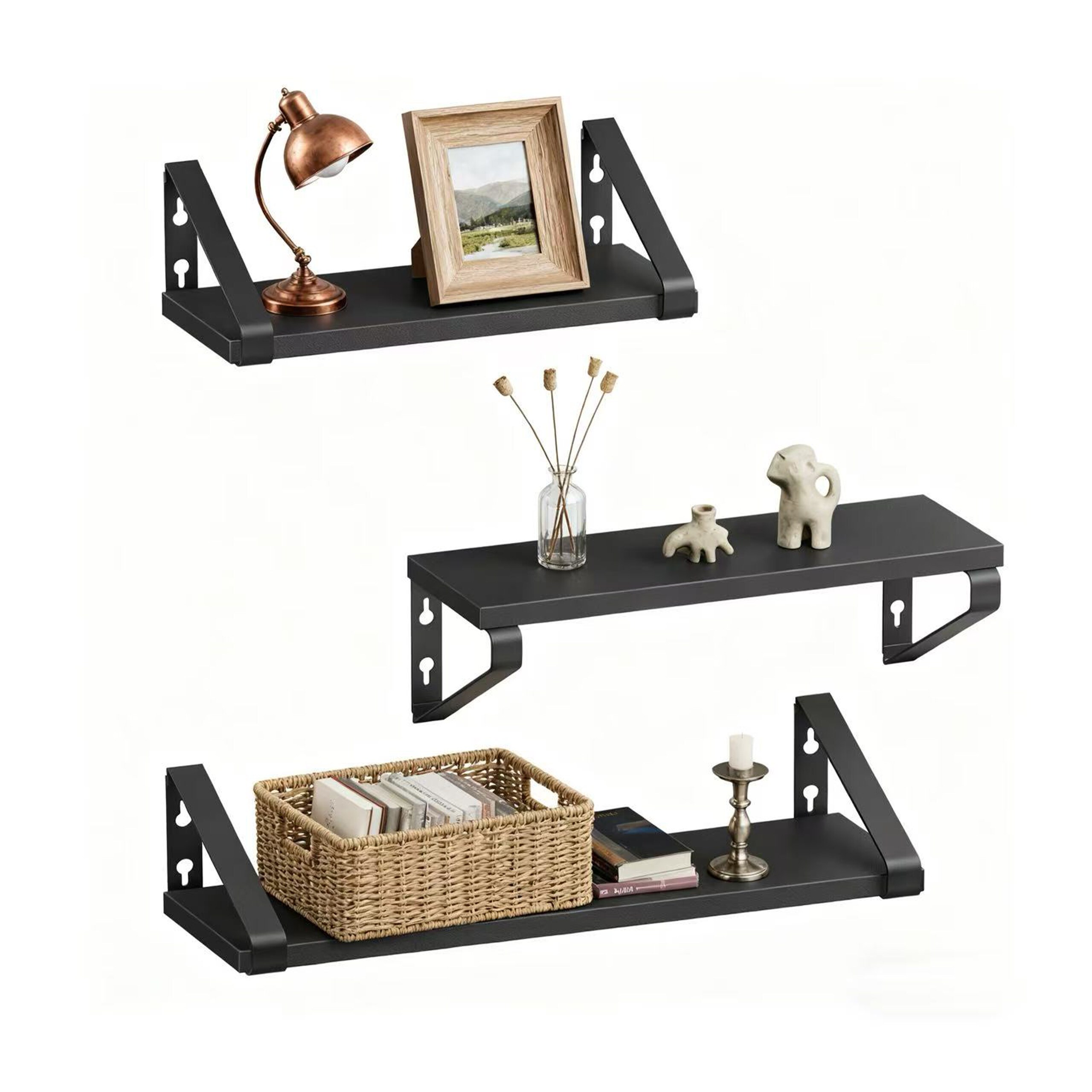 3-piece Wall Shelf Set In Black