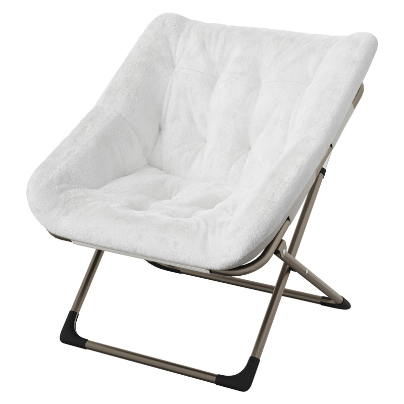 Image of Lalfpet Oversized Foldable Chair With Soft Faux Fur Upholstery, Lightweight With 300 Lb Capacity, Perfect For Living Room, Bedroom, Dorms, And Outdoor Use