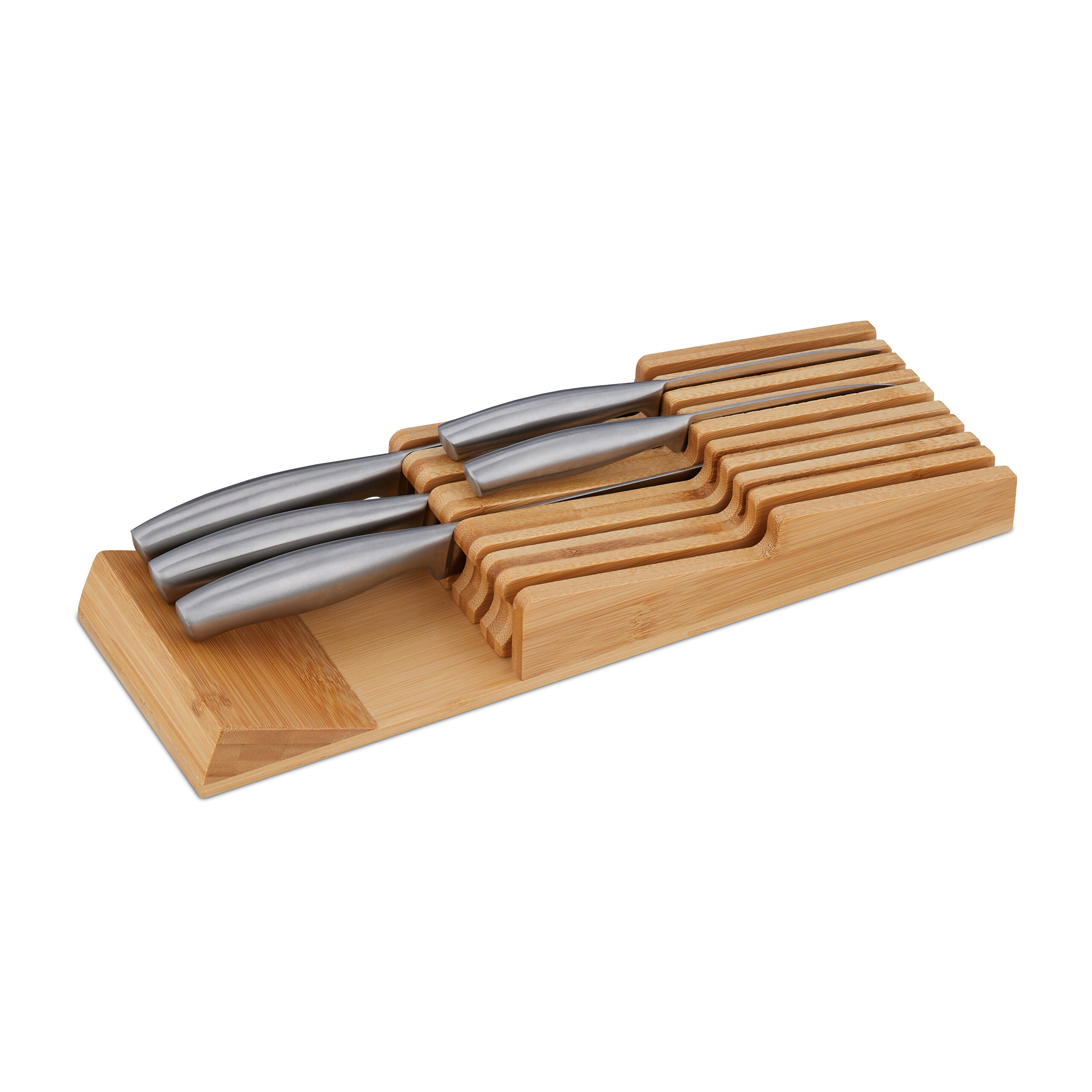 Knife Holder Drawer In Natural - (w)13 X (h)5.5 X (d)40 Cm