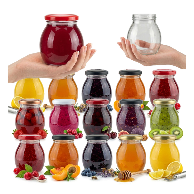 Image of 50x Majo Glass Jar 245ml With Fi58 Lid For Jam, Honey, Desserts, , Diy Candles, Set Of 50 Jars For , Mousses, Spices, And Handmade Products