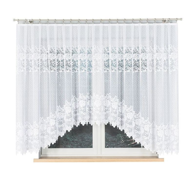 - Frill Curtain With A Cut At - 400x160 Cm - White