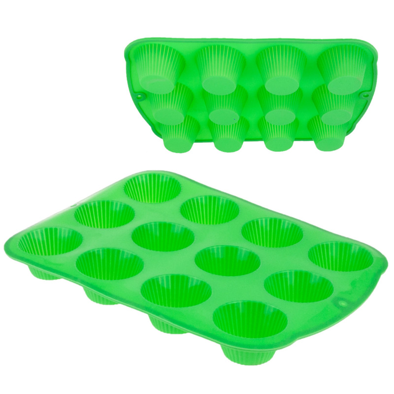 Silicone Muffin Cupcake Baking Tray, 12-piece Set