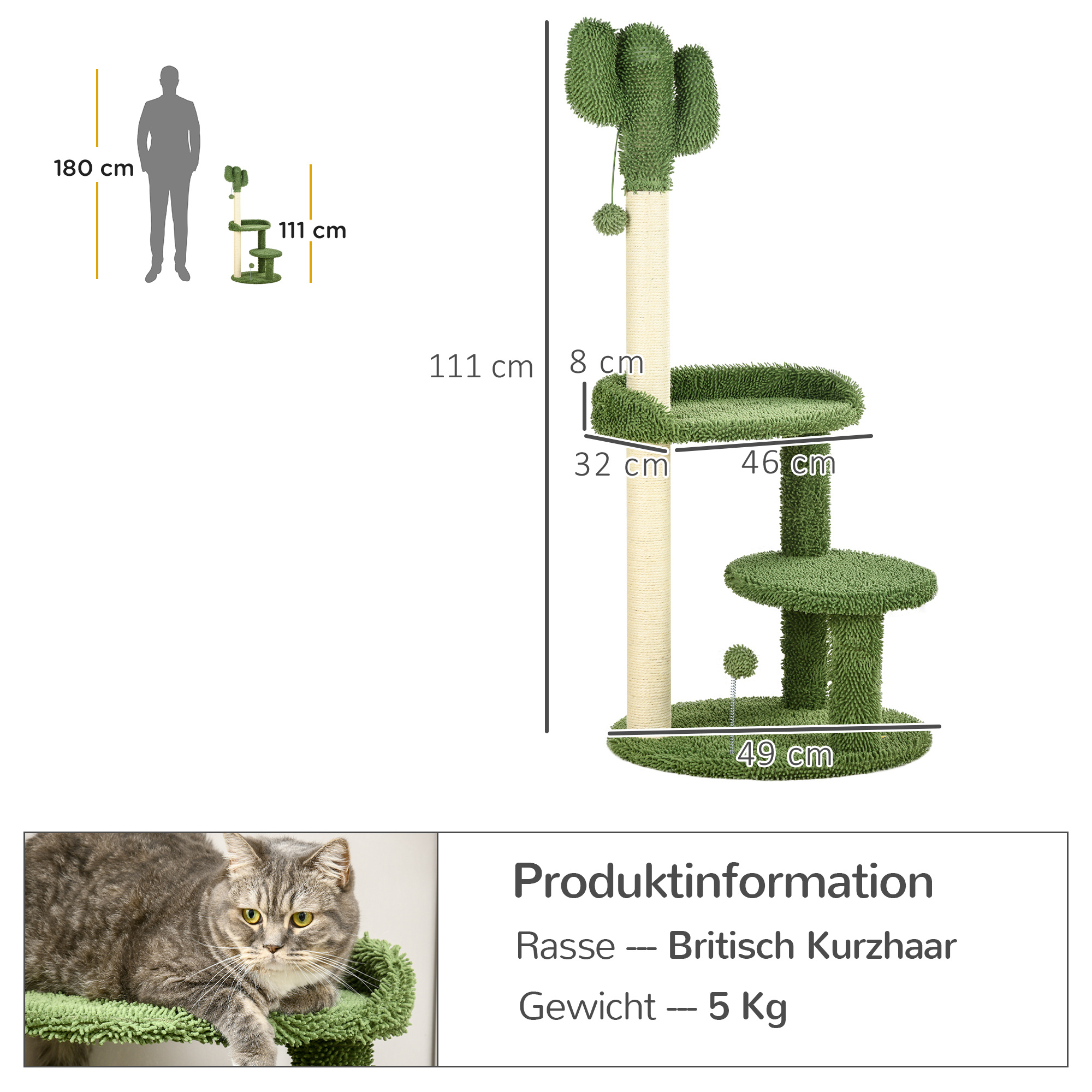 kaktus kratzbaum 111 cm katzenkratzbaum 2 etagen - Temu Germany