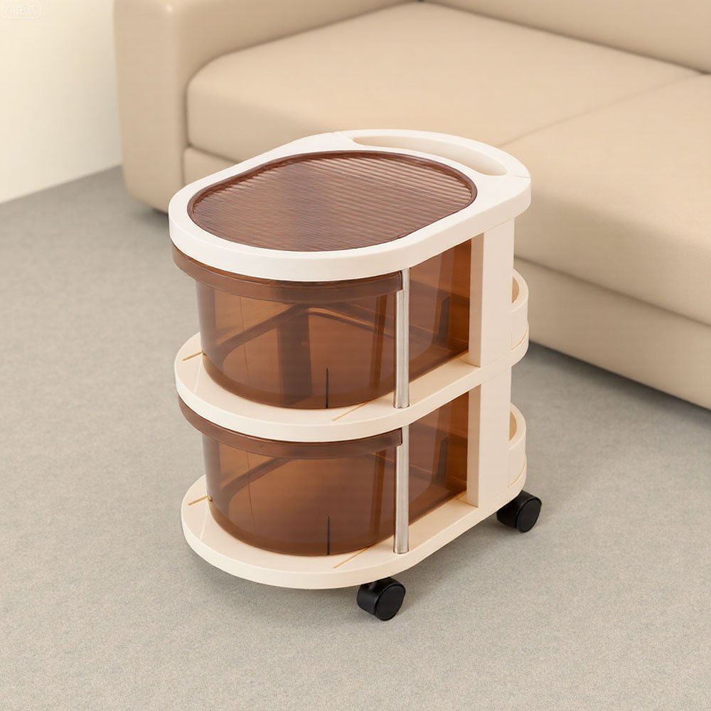 Plastic Storage Chest with 2 Drawers on Wheels