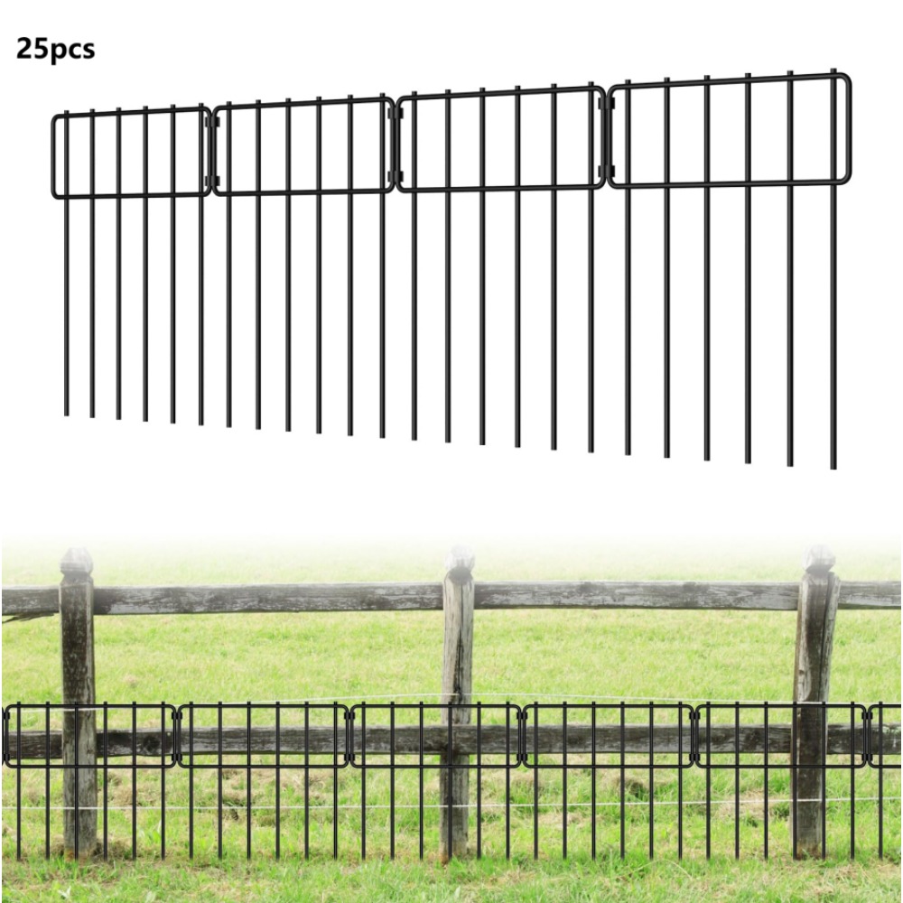 Image of 10/25 Pcs Animal Barrier Fence, 43 Cm High, Decorative Garden Fence Made Of Stainless Metal Wire, No Dig Fence For Dogs And Rabbits Outdoors, Patio Border