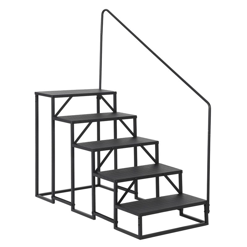 Image of Rv Step Ladder Heavy Duty Portable Outdoor Stairs With Handrail 660lbs Capacity Ladder For Travel Trailer, Hot Tub, Pool, Porch, Mobile Home & Pet