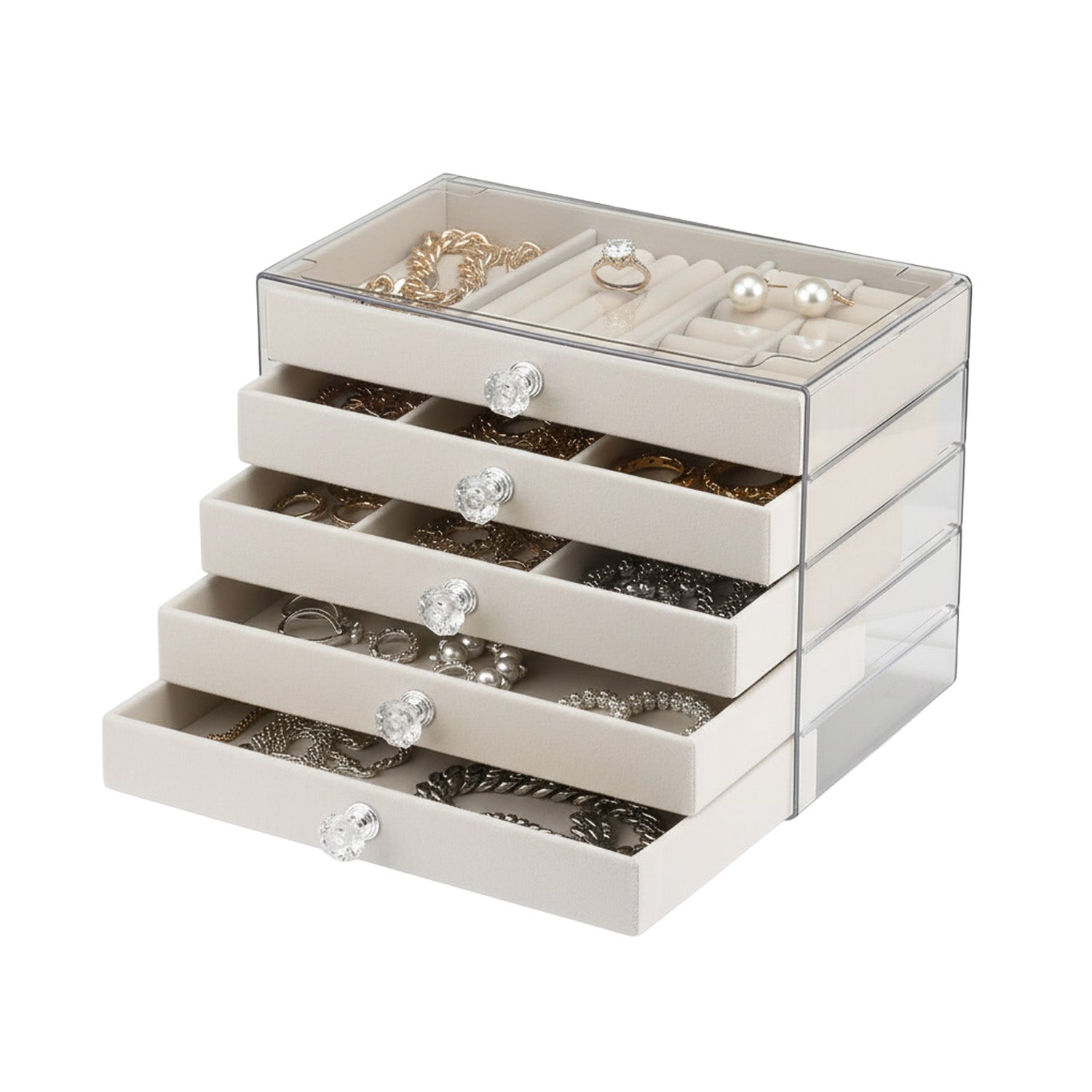 TEMU Scatola Portagioie 5 Cassetti Organizer Gioielli con Scomparti Multimisura