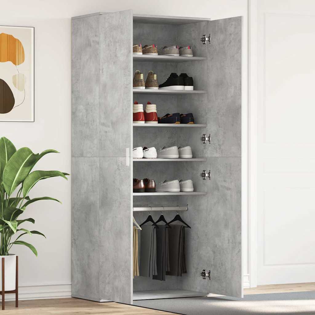Vidaxl Shoe Cabinet Concrete Gray 80x39x180 Cm Chipboard