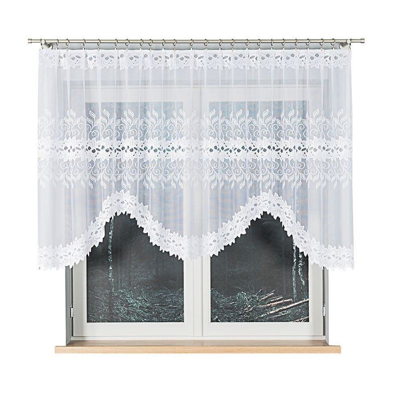 - Fringed Curtain With A Cut At - 300x120 Cm - White