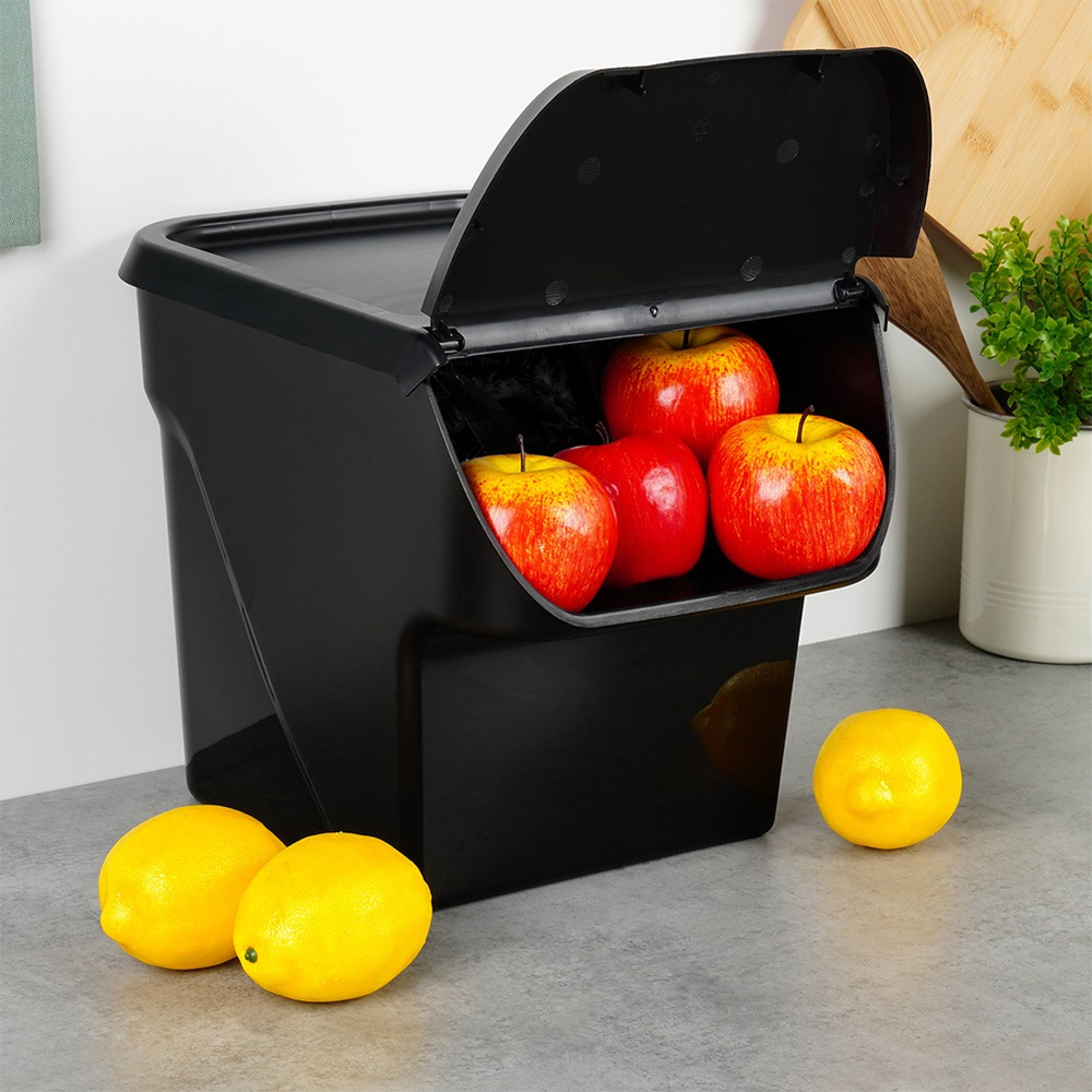 E-shop Schwarzer 13-Liter-Container für Gemüse und Obst mit Deckel