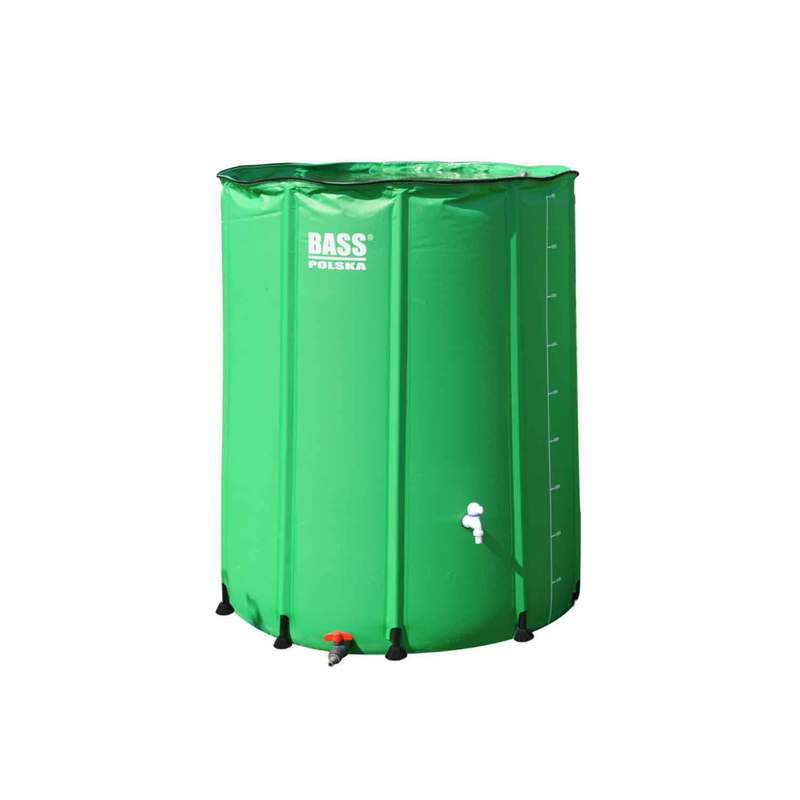 Green Rainwater Barrel With A Capacity Of 1000