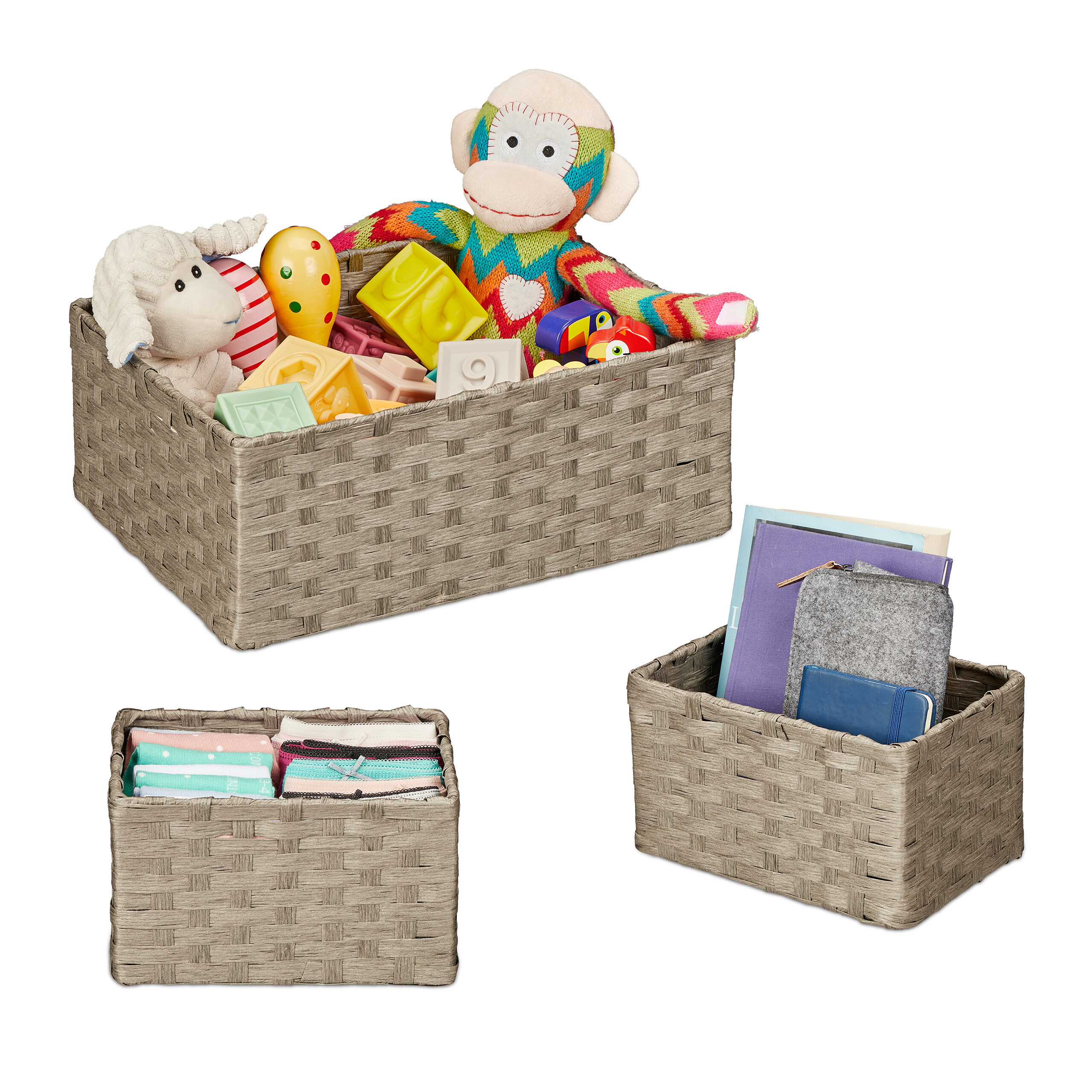 3-piece Storage Basket Set In Gray