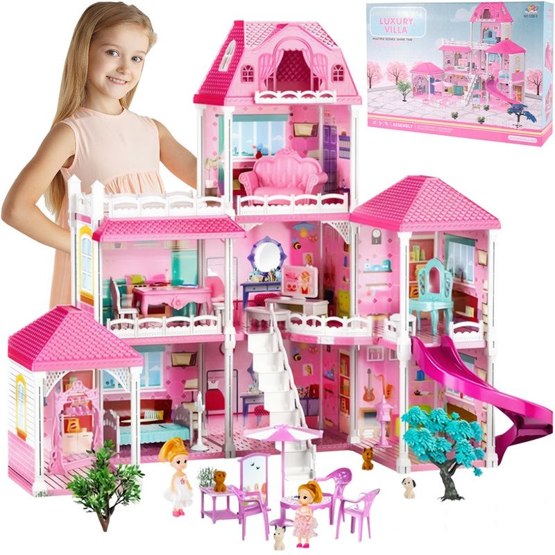 Image of Large Dollhouse Villa Folding Furniture Figures Terrace Dogs Xxl Malplay