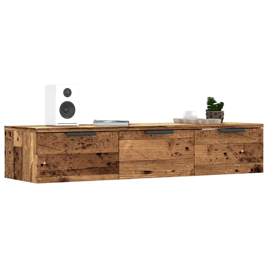 Image of Vidaxl Wall Cabinet With Aged Wood Look, 102x30x20 Cm, Wood Material, Hanging Cabinet, Tv Wall Cabinet, Floating Shelf, Wall Shelves, Floating Cabinet