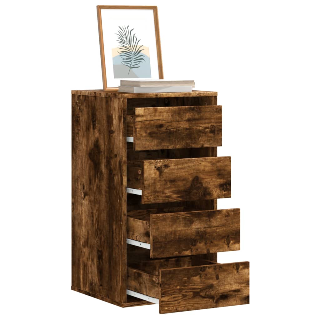Image of Vidaxl Dresser, Sideboard With 4 Drawers, Drawer Cabinet Cabinet For Living Room, Buffet Hallway Cabinet Sideboard, Smoked Oak Wood Material