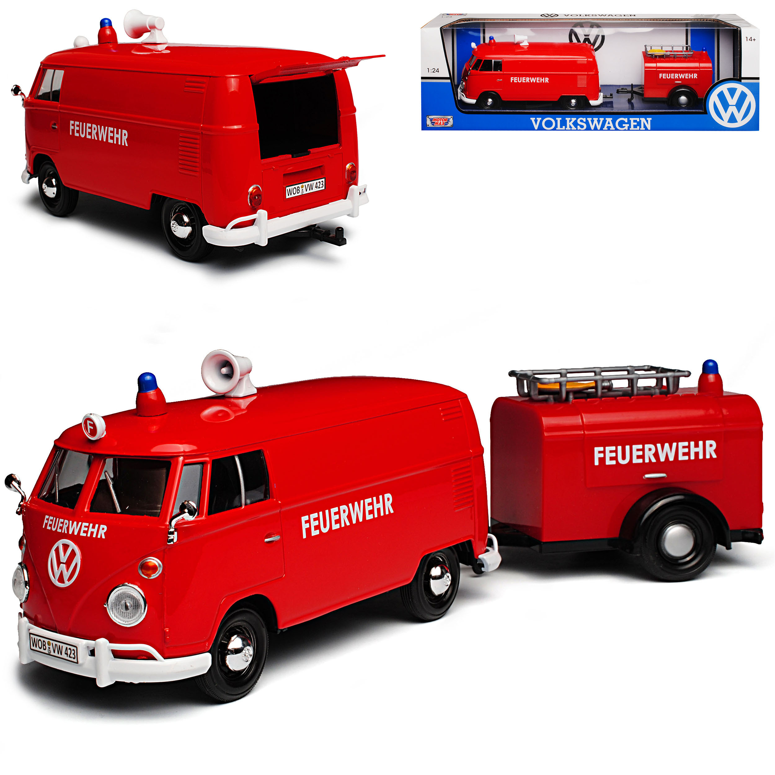 Vw T1 With Trailer Bus 1950-1967 1/24 Model Car