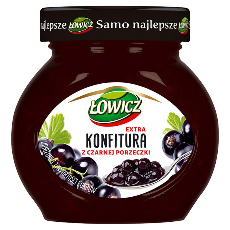 Łowicz Extra Blackcurrant Jam With Reduced Sugar Content, 240 G