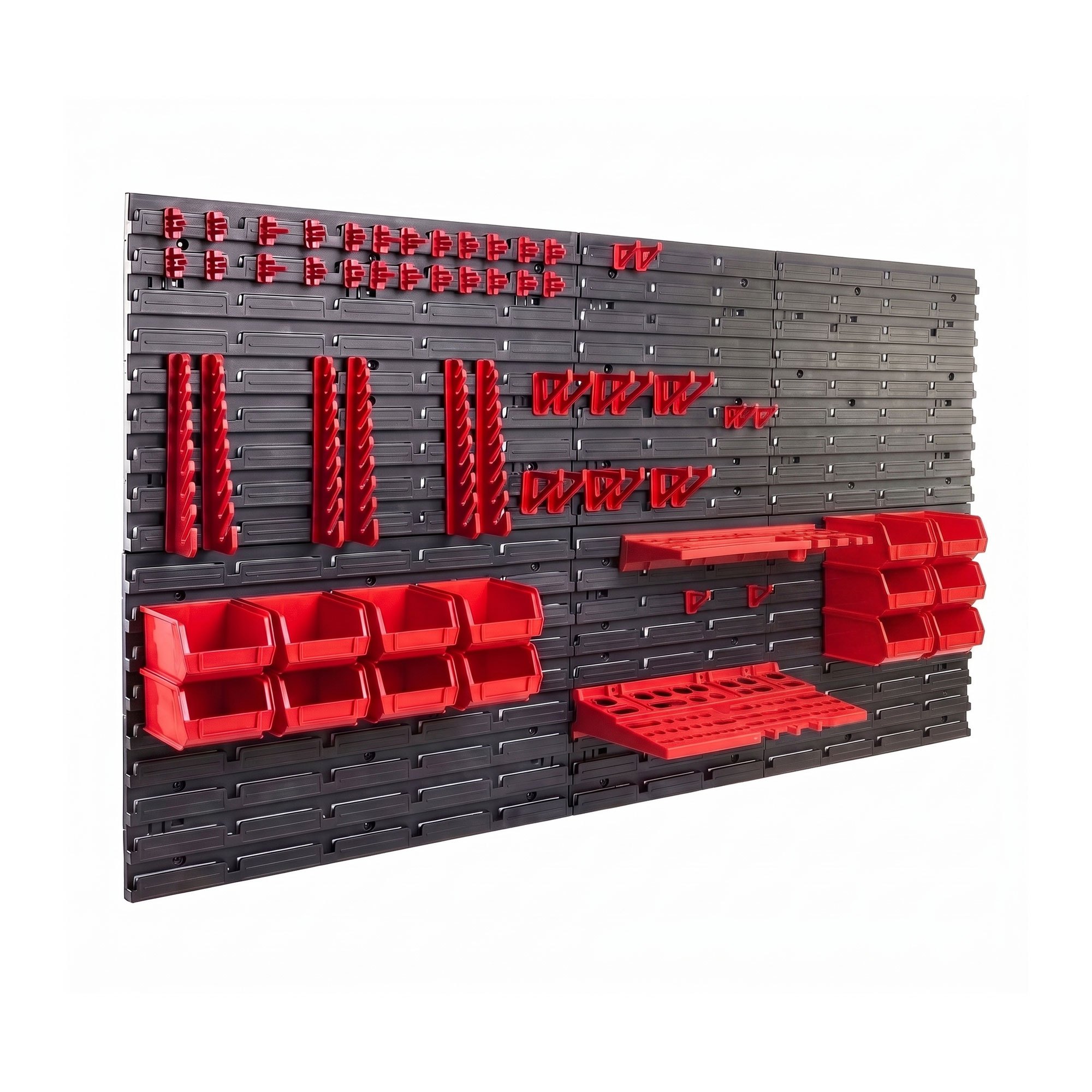 TEMU Peg Large - de herramientas con 6 paneles perforados para , 98 piezas, soporte de herramientas de pared en metal negro