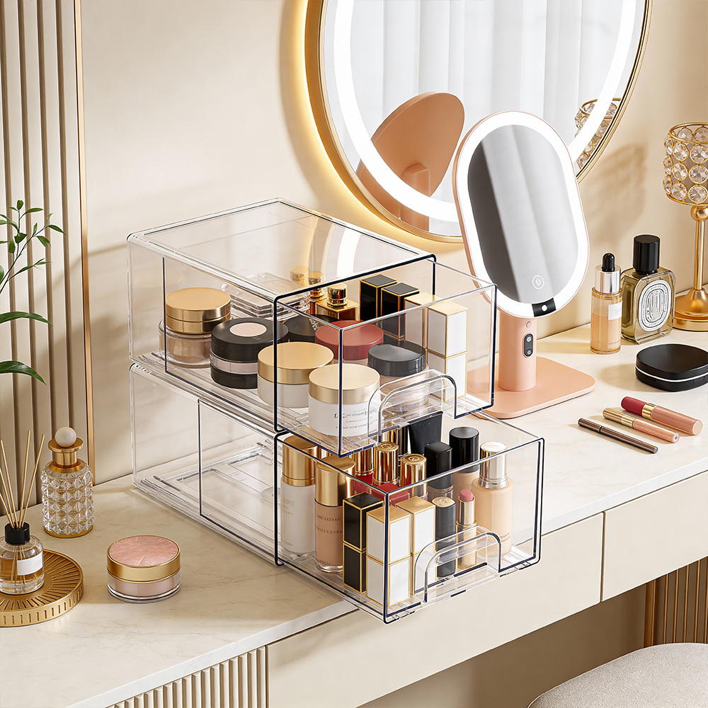 Medium Stackable Organiser Box, Clear Acrylic Storage Drawers