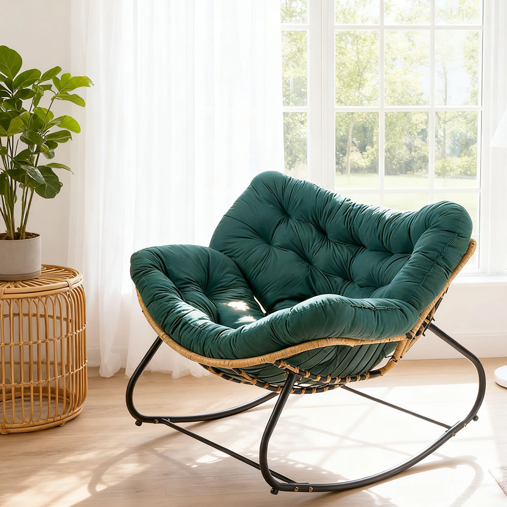 large outdoor rocking chair birds nest rocking chair cushioned recliner reading chair   lounge chair multipurpose for home balcony garden patio ideal for   holiday gift for friends