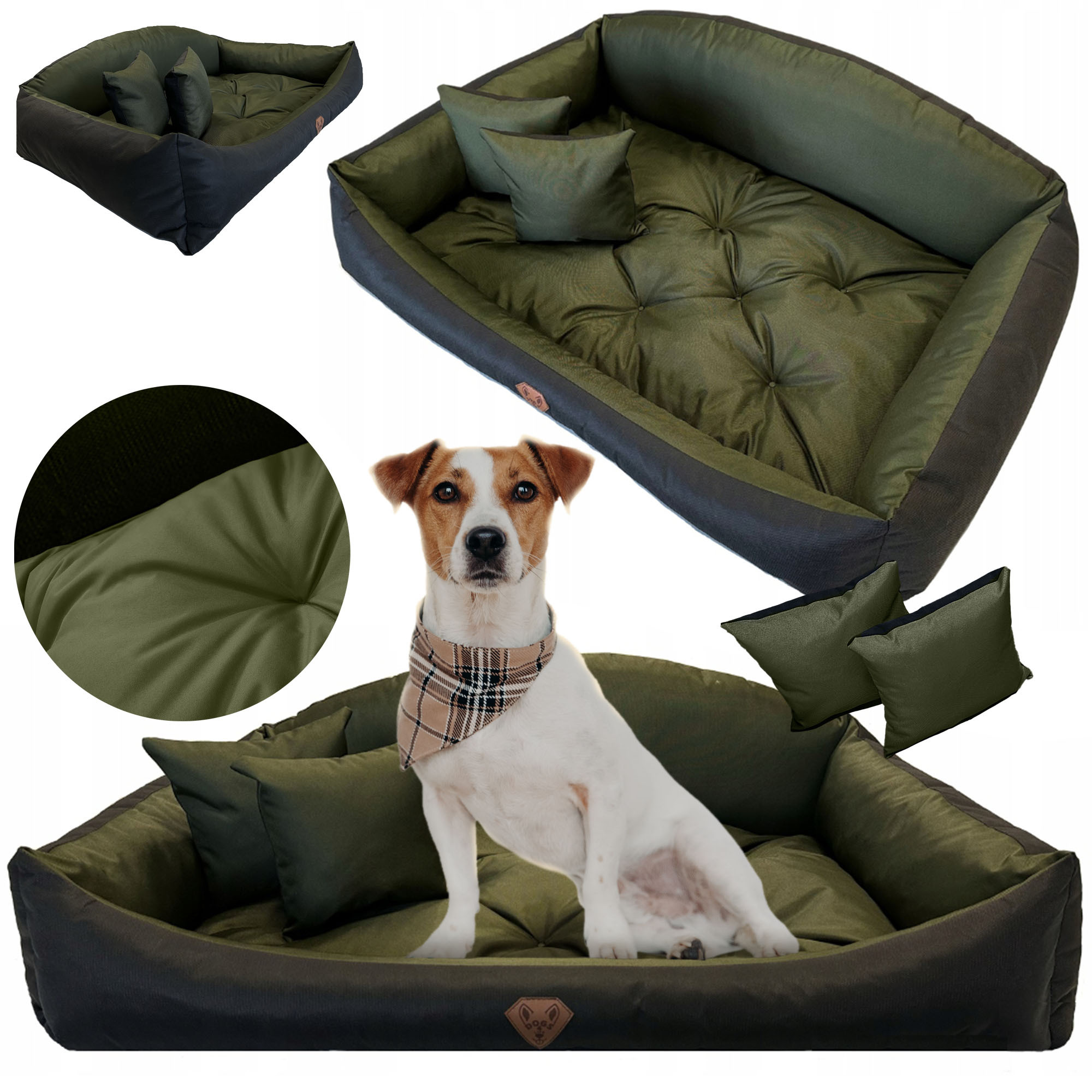 Image of Sofa Bed Mattress Shell 115x95 Cm Waterproof Padded Green With Pillows