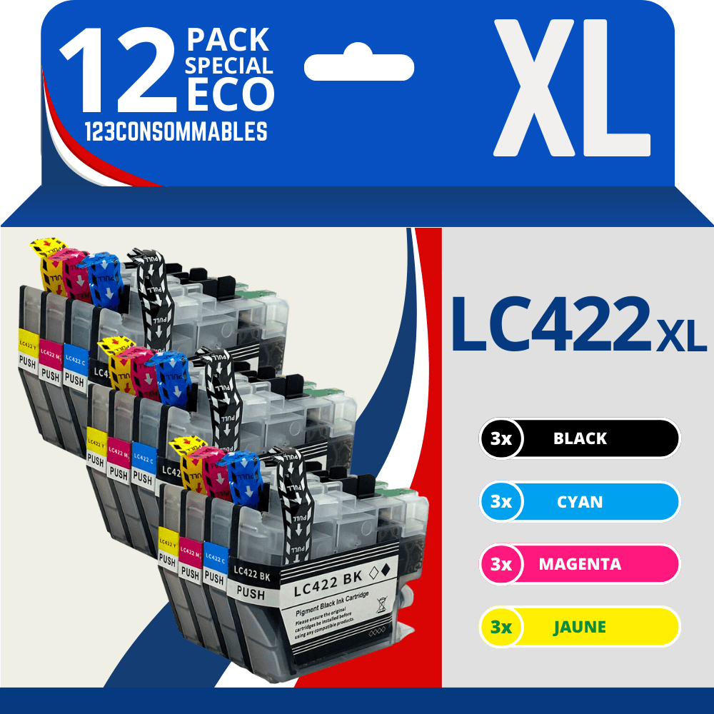 TEMU 123CONSOMMABLES - LC422XL - Cartouches d'encre XL Grande é LC-422XLVAL Compatible avec Brother LC-422XLVAL pour Brother MFC-J5340DW
