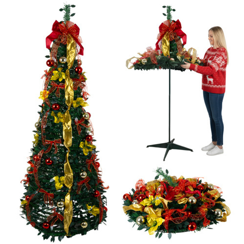 Image of Foldable Decorated Christmas Tree, 180 Cm