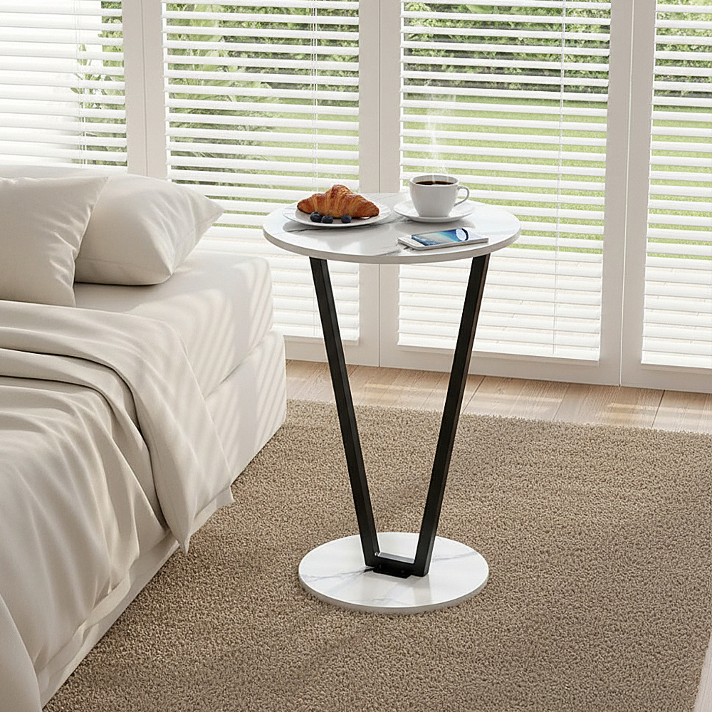 TEMU 1pc Small Coffee Table - Minimalist Stone Texture Side Table, Corner Table, Living Room Balcony Home Office Compact End Table, Easter Festive