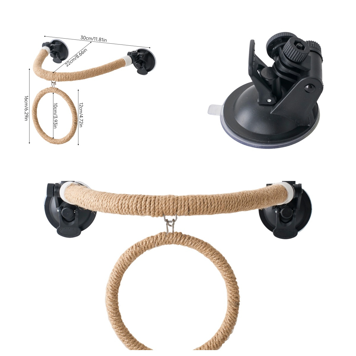 Flexible U-Shape Bird Perch with Suction Cup Stand