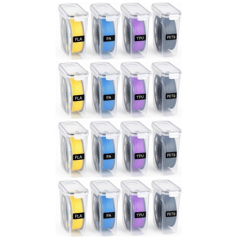 TEMU 16-pack Filament Storage Box - 3d Printing Filament Container With Label And Pen, 4 (24.7x21x8.4 Cm), Portable 3d Printer Filament Storage Box,