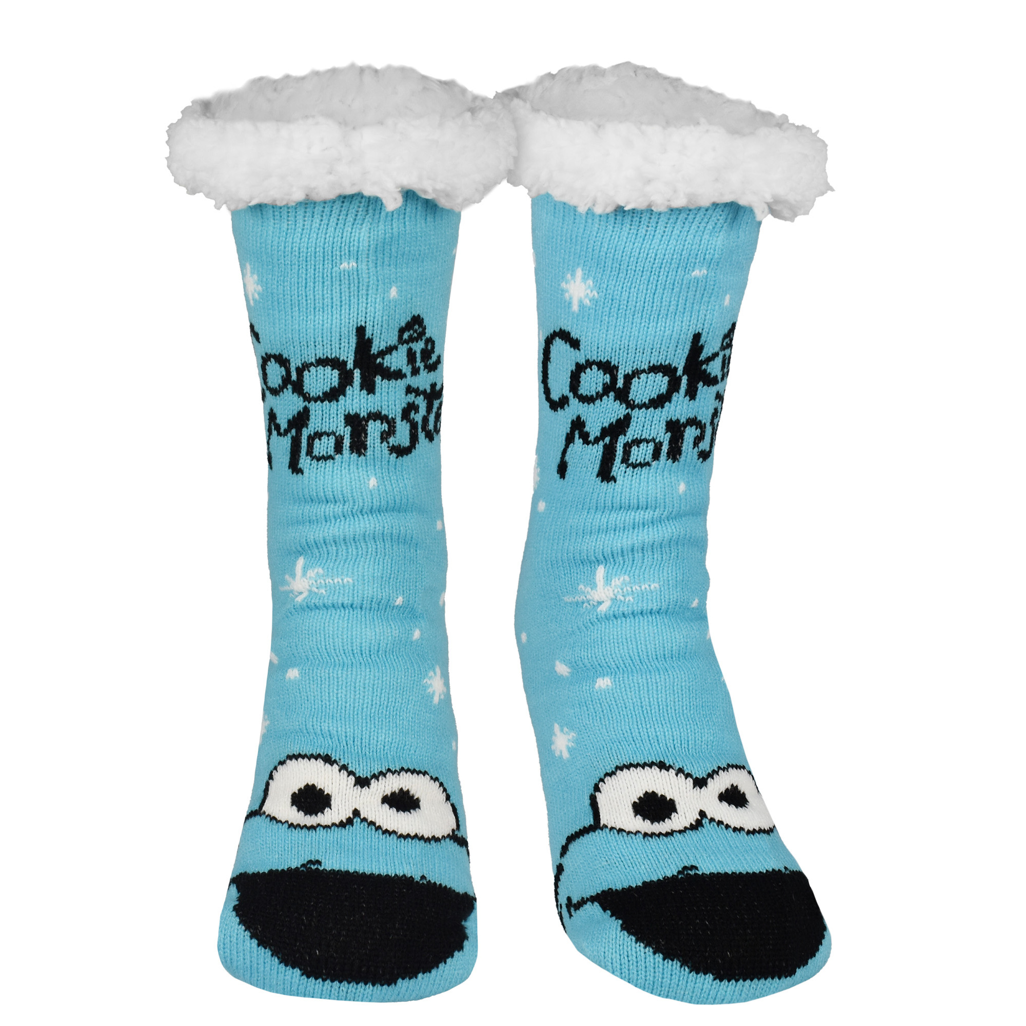 Image of Sesame Street Cookie Monster Cabin Socks - Men's Cozy Slipper Socks, Fluffy Winter Socks, Warm Men's Socks, Blue