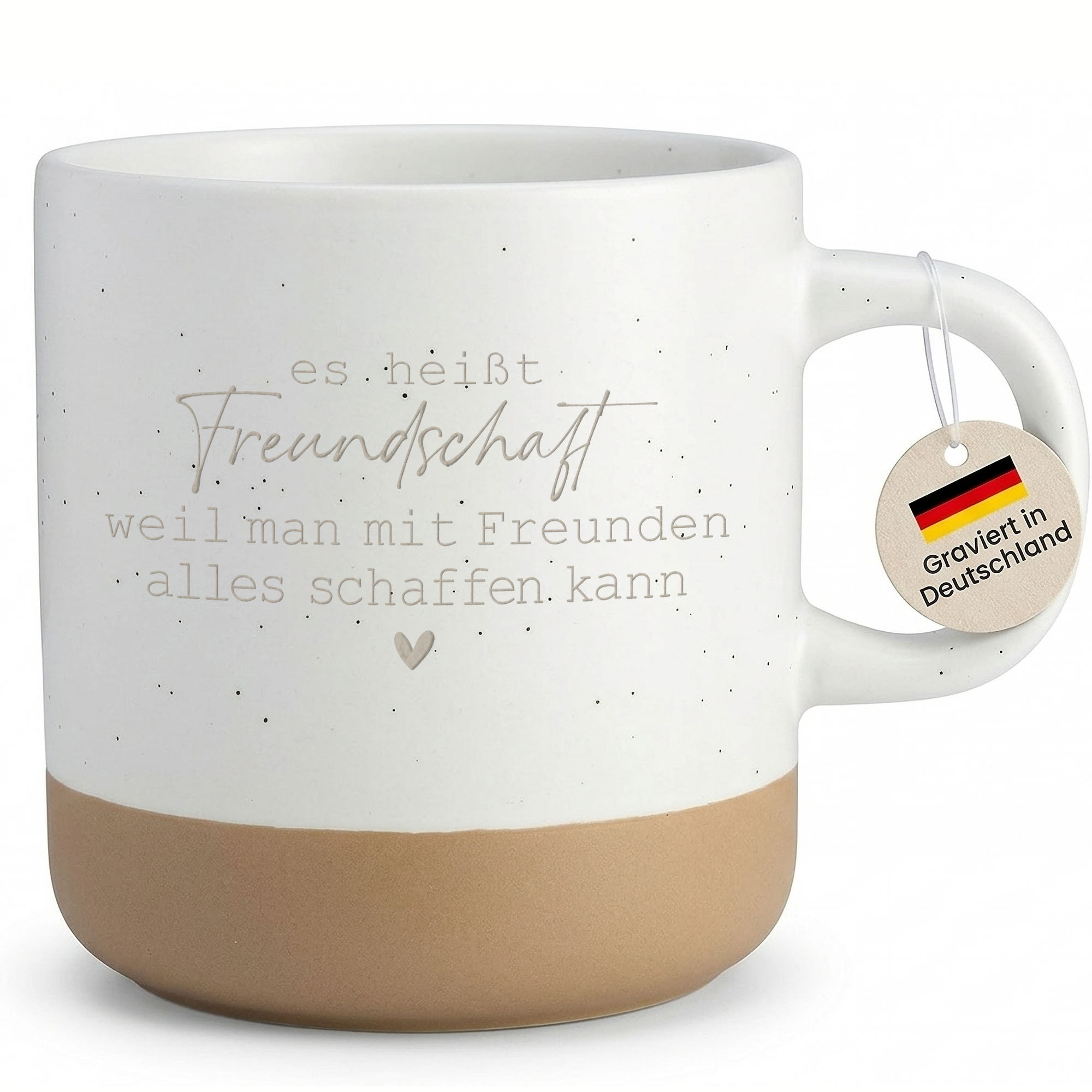 Image of Coffee Mug With Friendship Quote, Emotional Engraved Gift For Best Friend, Farewell, Colleague, Birthday, Stoneware Mug With Engraving - Left Handle