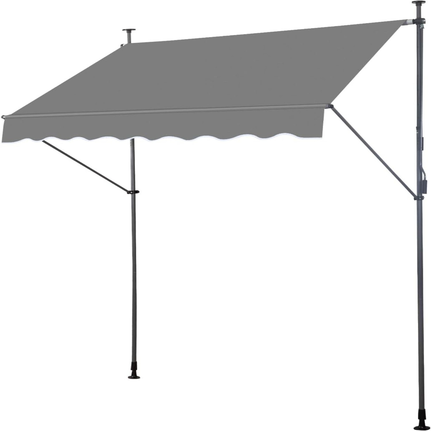 Image of Clamp-on Awning, No Drilling Required, Height-adjustable Awning With Hand Crank For Patio, Balcony, Garden (gray, 200x120)