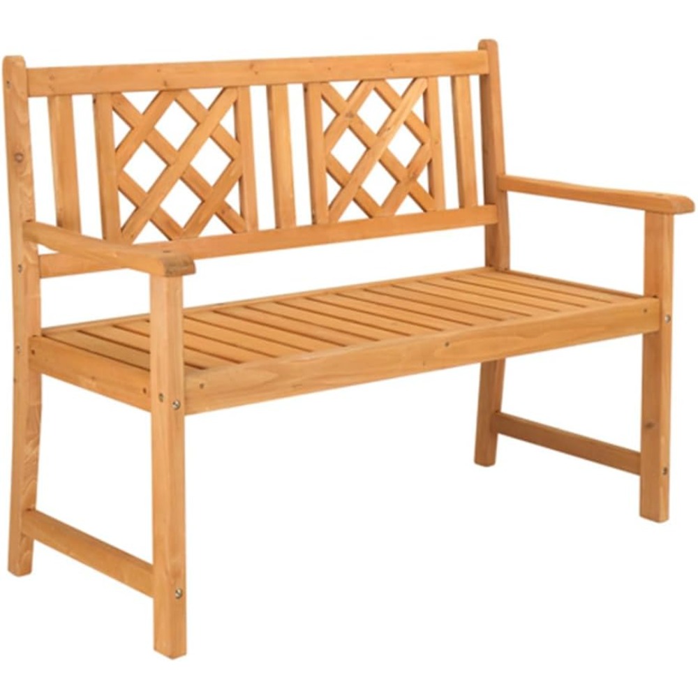 Image of Bonnlo Wooden Garden Bench, Weatherproof, Waterproof Seating For 2 To 3 People, Outdoor Wooden Bench For Garden, Balcony, And Terrace