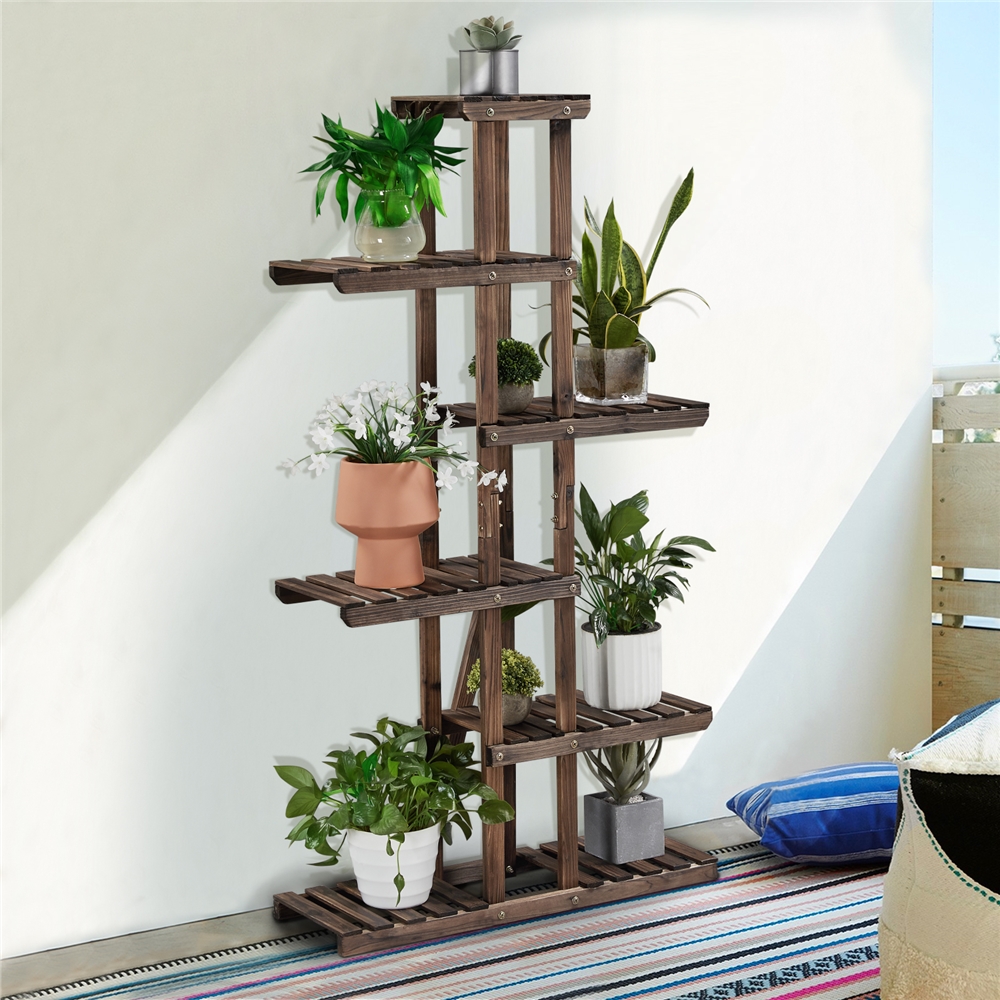 E-shop Costoffs Blumenständer Pflanzentreppe Blumenregal aus Massivholz Pflanzenregal Platzsparend & Multifunktional Blumenbank