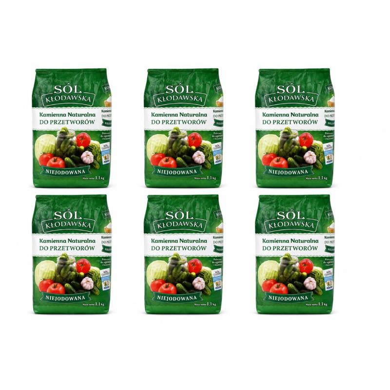 6-pack Iodine-free Kłodawa Rock Salt, 1.1 Kg