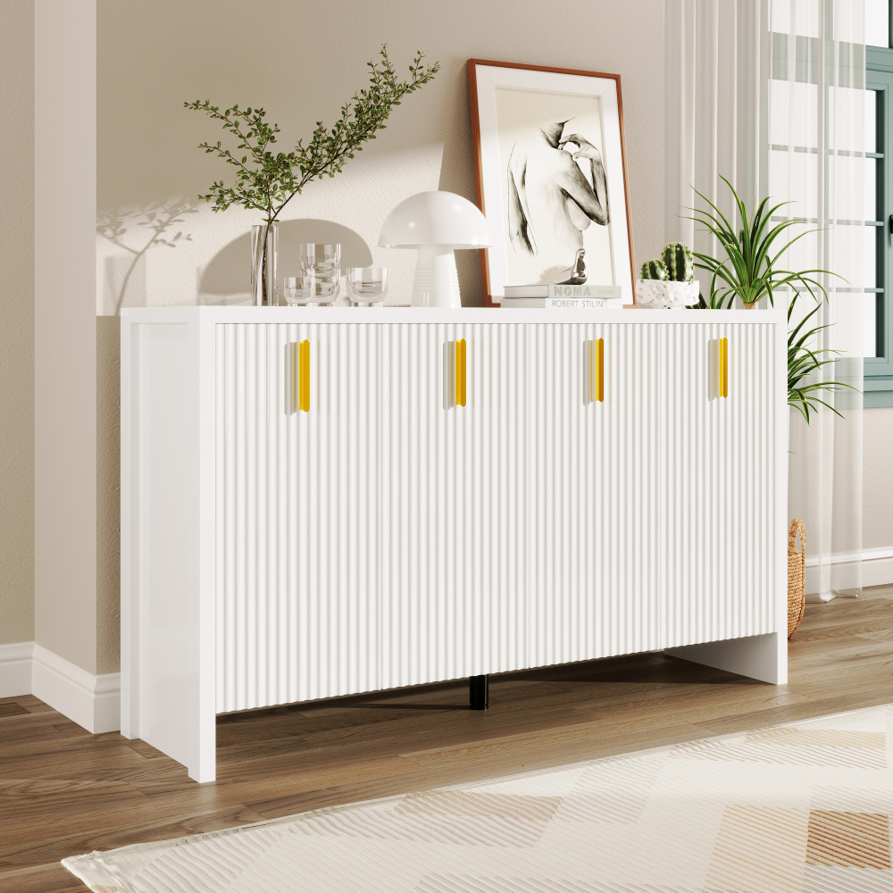 Modern Sideboard With Black-gold Design, Adjustable Shelves + Large Storage Space, High-quality Fittings, Living Room/dining Room