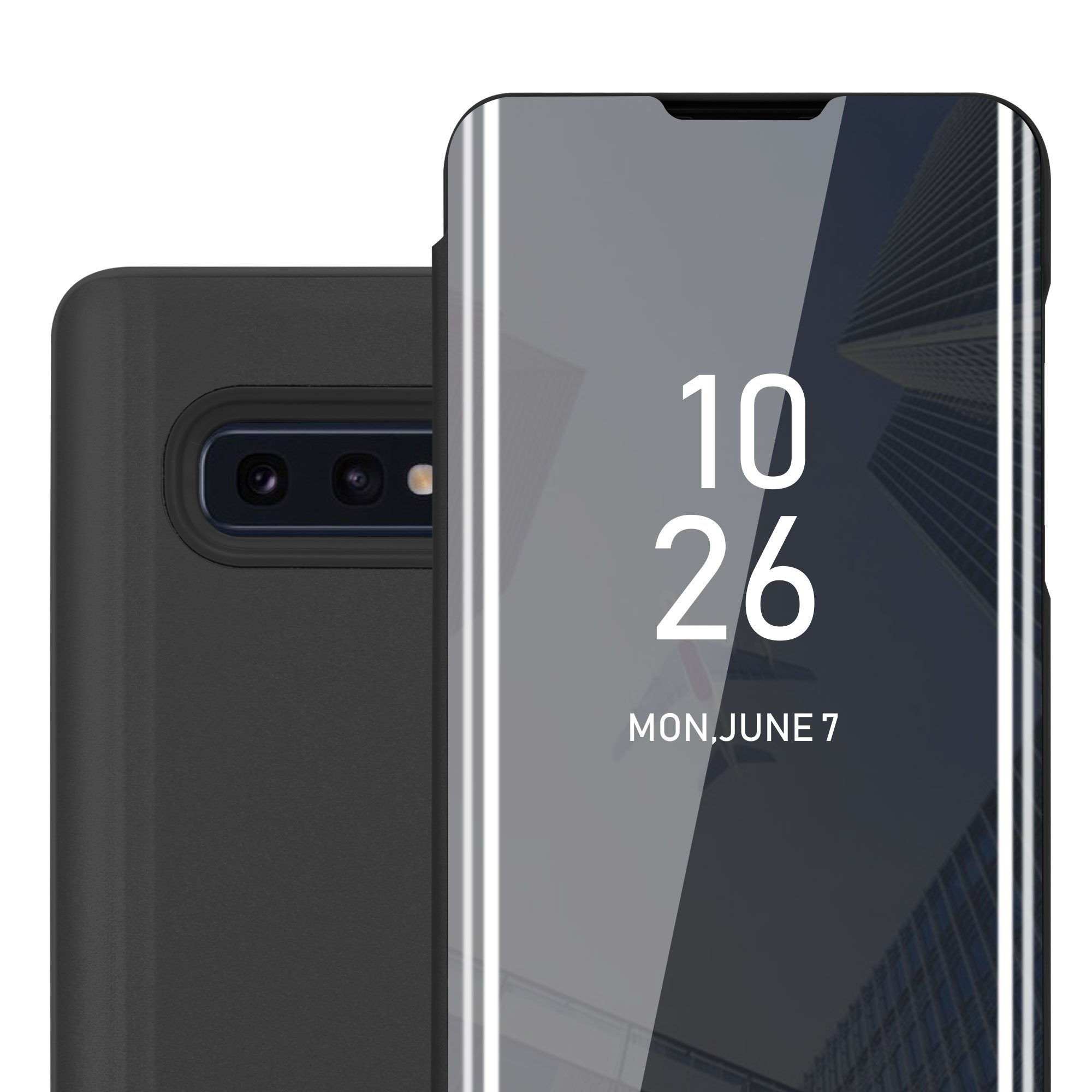 Image of Case Compatible For Galaxy S10e Mirror Protective Case With Stand Function 360 Degree Protection Flip Case Cover Pouch Phone Flip Case Book Bag