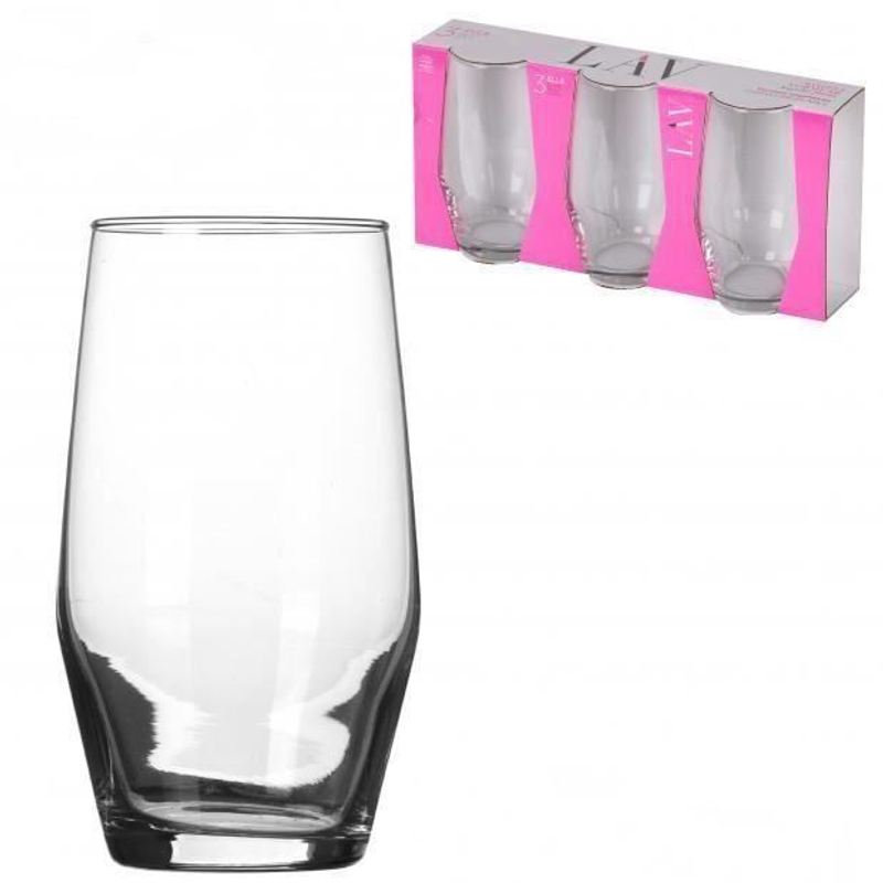 TEMU Set Of 3 Lav Ella Glasses 49.5 Cl - Stylish Drinkware For Cocktails Sturdy Transparent