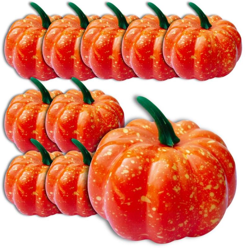 TEMU Decorative Artificial Pumpkin Set Of 10 Pieces, 8 Cm Orange Foam Ornament For Autumn And Halloween, Lightweight And Durable Seasonal Decor For