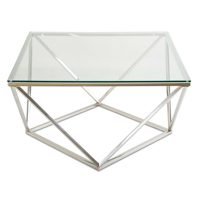 Diamanta Silver Coffee Table 80 X 46 Cm, Silver, Decorative, Suitable For Interior Styles, Living Room, Unique Shape