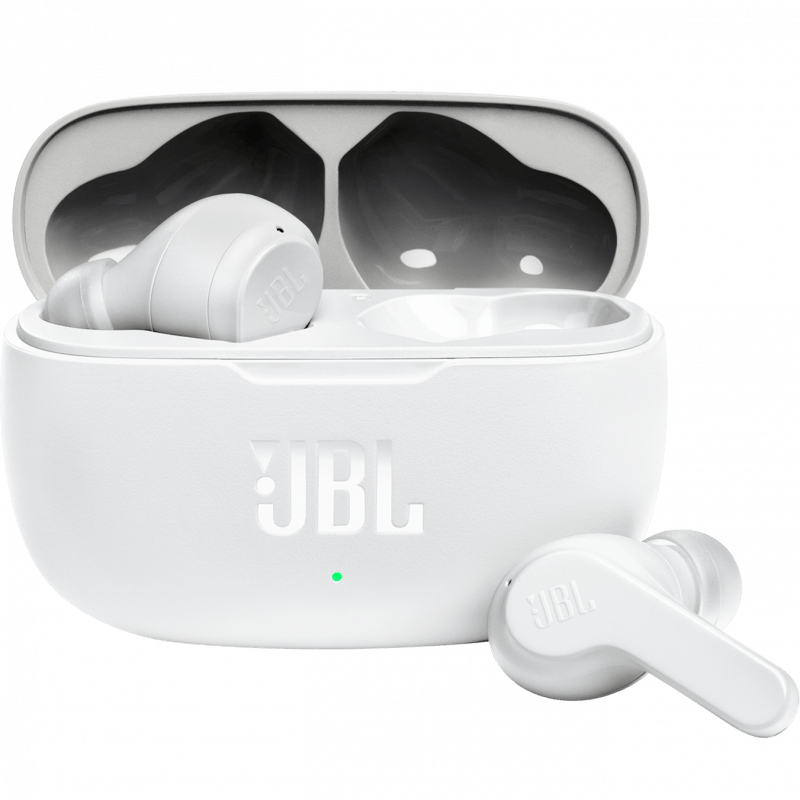 Casti audio wireless, JBL Wave 200TWS, Bluetooth 5.0, autonomie 20h, 3 seturi dopuri de urechi, Alb