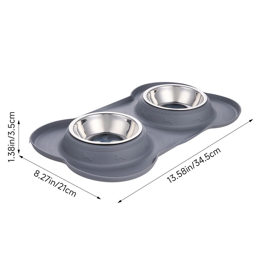 Dog Bowls, Puppy Bowl with Mat Tray Double feeding Bowls, Non Slip Dog Bowls for Small Dogs Puppies Kittens Cats Food Water Feeding 34.5*21*3.5cm