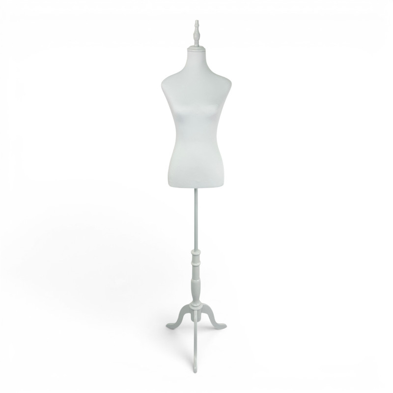 TEMU White Female Mannequin Torso With White Wooden Tripod Stand, Display Mannequin For Merchandising, Fabric