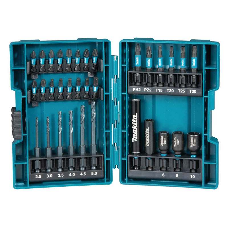 Image of Makita B-66896 33-piece Impact Black Drill & Bit Set – Screw Bits, Hss Drill Bits & Magnetic Bit Holder In A Durable Case