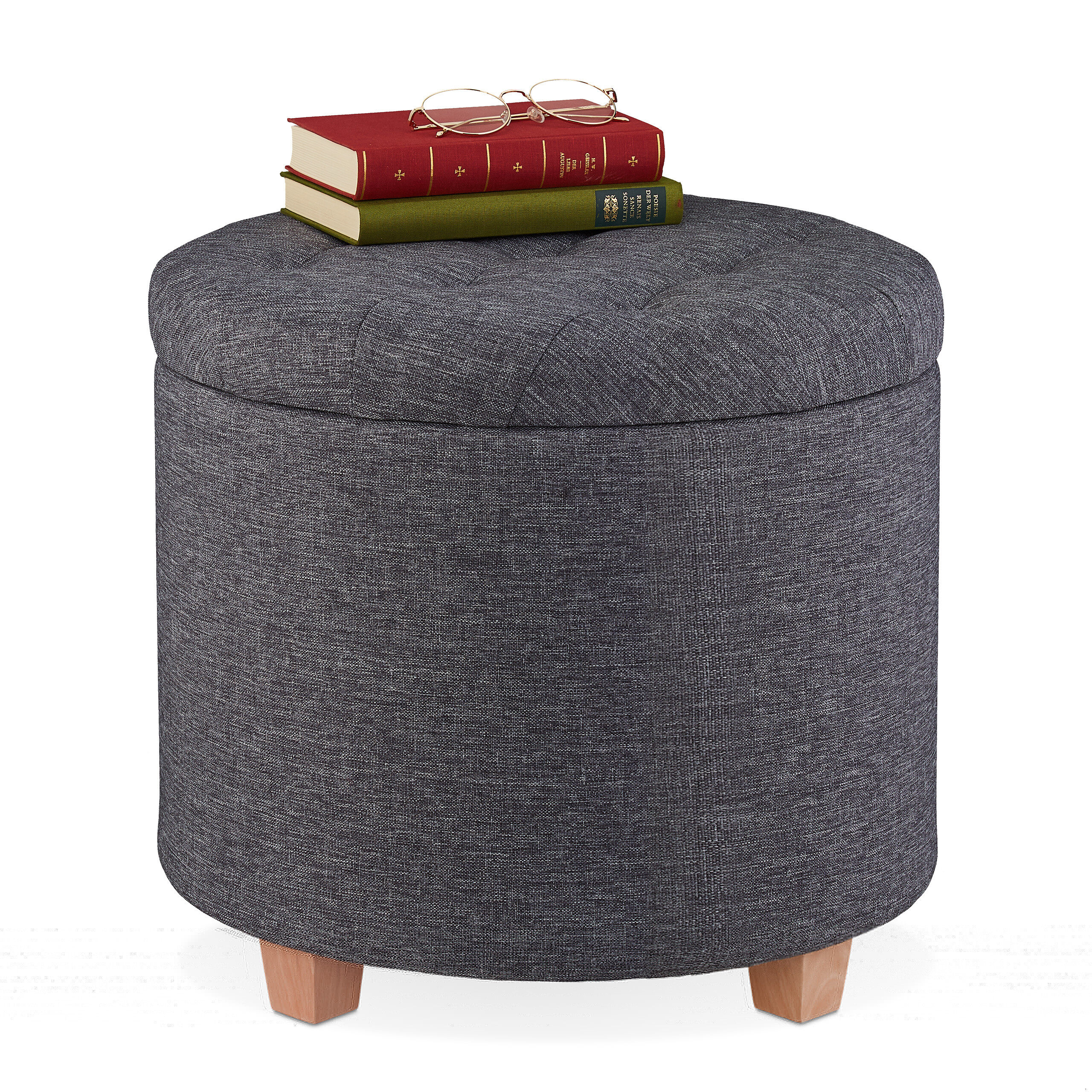 Stool In Dark Grey - (h)41 X (d)44 Cm