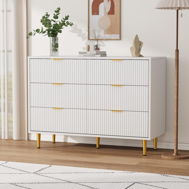 Image of 2-pack Wave 6-drawer Chest Of Drawers, Eu Style, Warm White