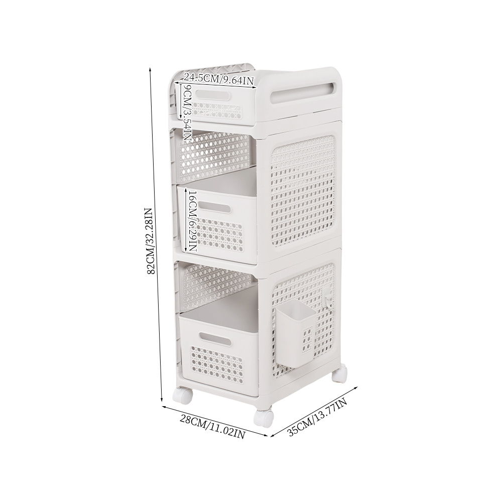 3-Tier Portable Mobile Utility Shelving Unit with Lockable Castors