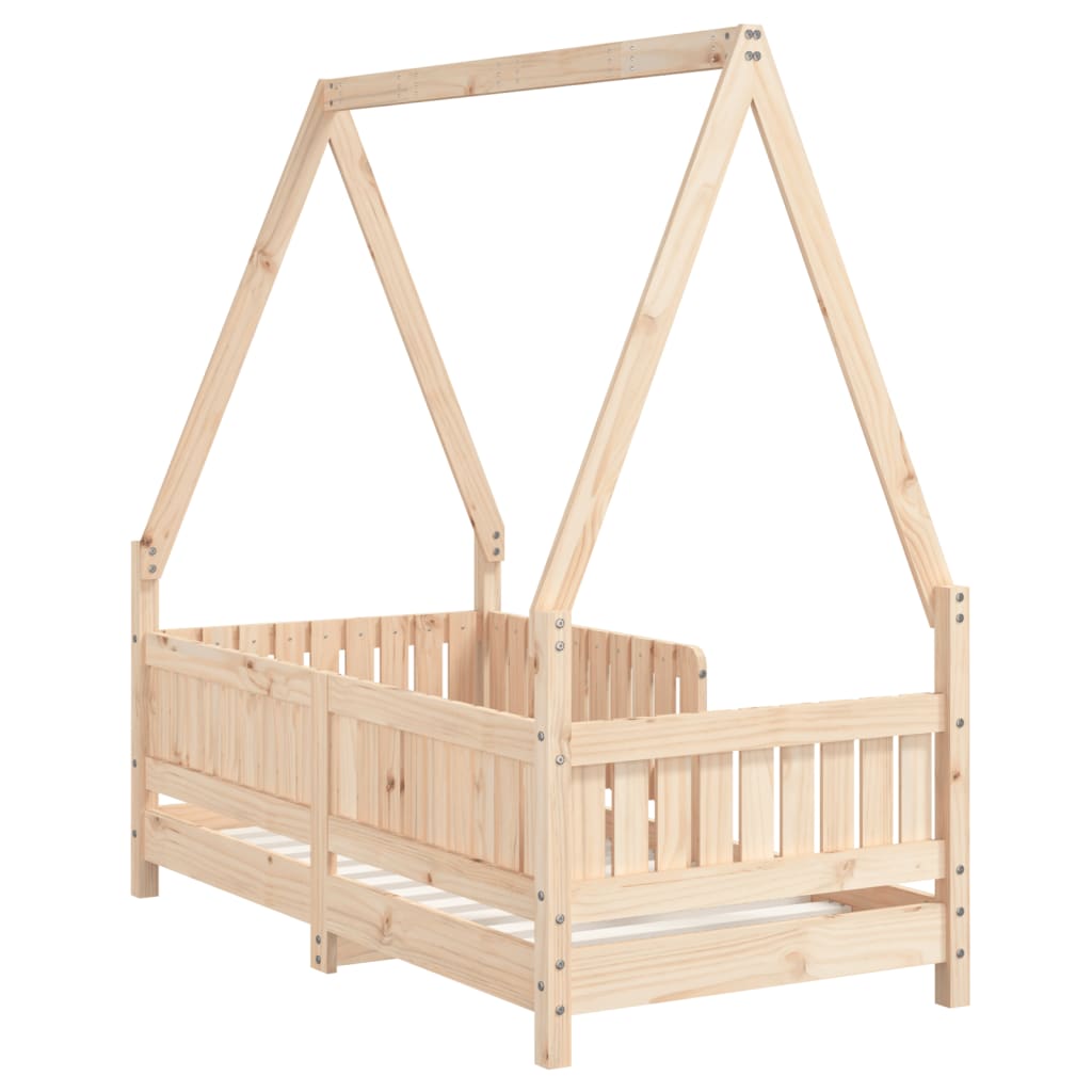 Kids Bed Frame 70x140 cm Solid Wood Pine-Space-Saving Design,Anti-Sag Protection, Easy Assembly-Ample Under-Bed Storage-Durable Construction for a Comfortable Sleeping Experience-English style bed frame|bedroom decor items and furniture|beds