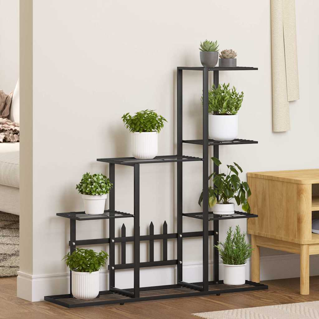 Image of Vidaxl Flower Stands Flower Ladder Plant Stands Flower Shelf Plant Ladder Plant Shelf Shelf .5x25x88cm Black Metal